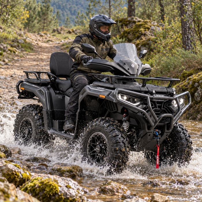 Loncin XWolf atravessa um ribeiro florestal-3